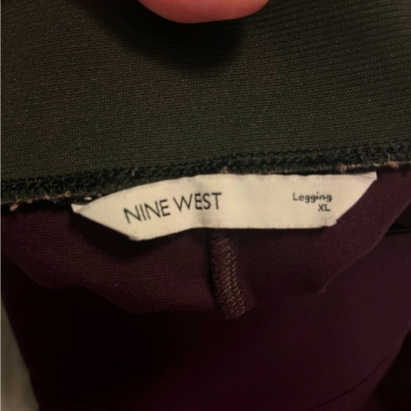 Nine West Burgundy Maroon Wine Ponte Skinny Front Seam Work Leggings Academia XL - Picture 6 of 9